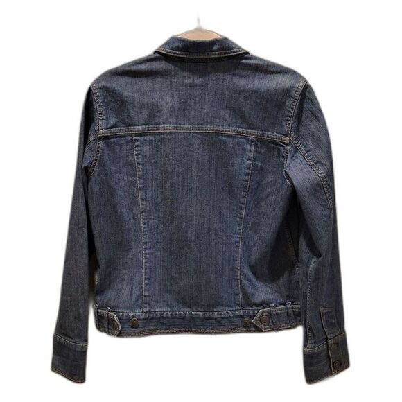 Eddie Bauer Medium Cotton Blend Blue Denim Jacket Preppy Casual Trucker Style - Picture 6 of 15